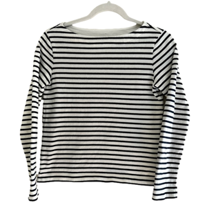 UNIQLO Striped Boatneck Navy White Top Cotton Size Small